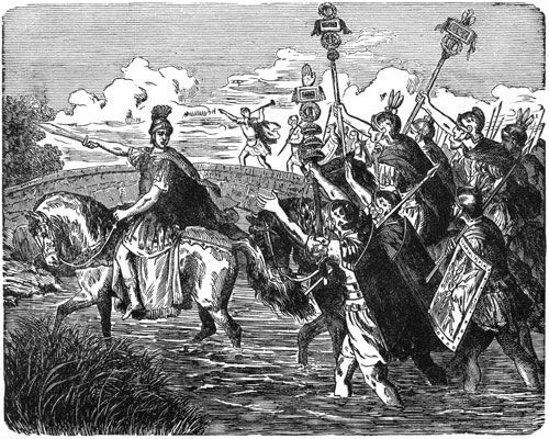 Aggression-Mode Defined in the Michael Teachings Julius Caesar daring to crossing the Rubicon river to take over Rome as Emperor.